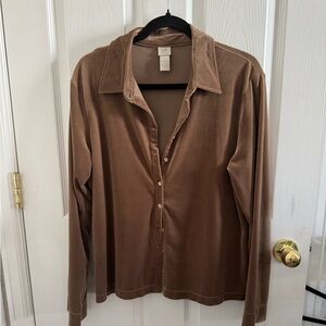 J.Jill velour button down shirt